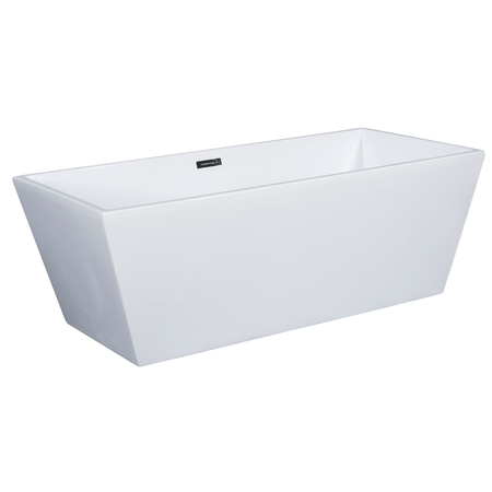 ALFI BRAND 59" White Rectangular Acrylic Free Standing Soaking Bathtub AB8833